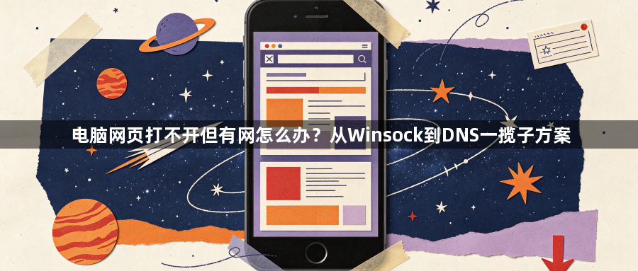 电脑网页打不开但有网怎么办?从Winsock到DNS一揽子方案1